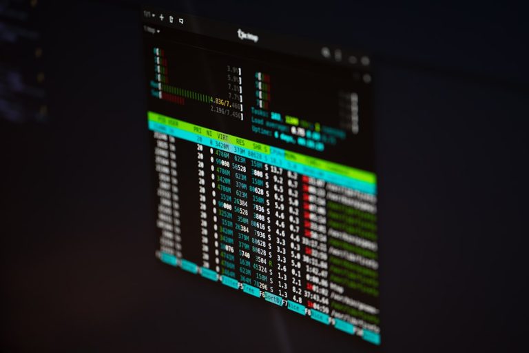 Dark terminal screen displaying scrolling automated data, representing casino bot software execution