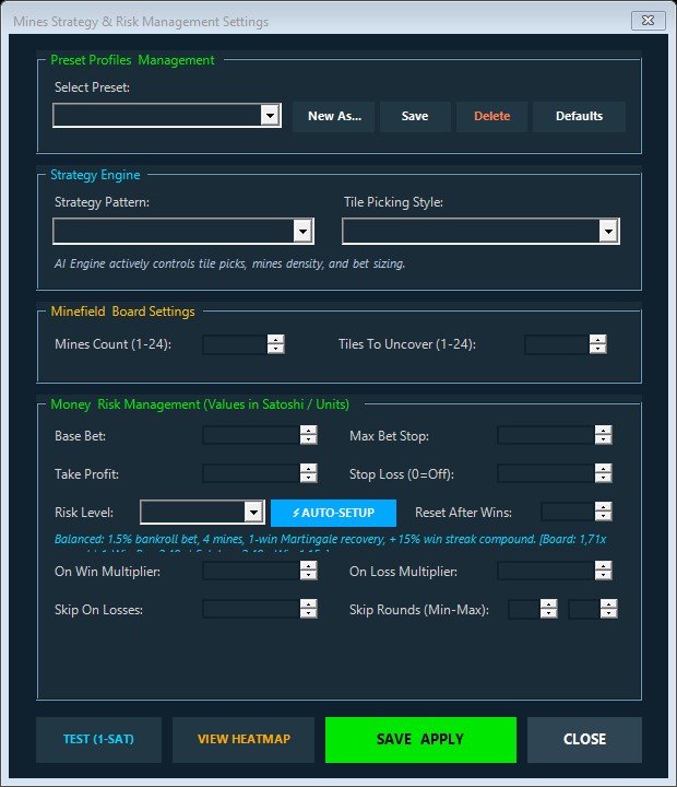 stake-mines-bot-02-settings - StakeProSoft Stake Mines Bot settings window