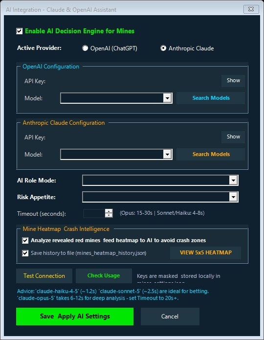 stake-mines-bot-03-ai-settings - StakeProSoft Stake Mines Bot AI settings window