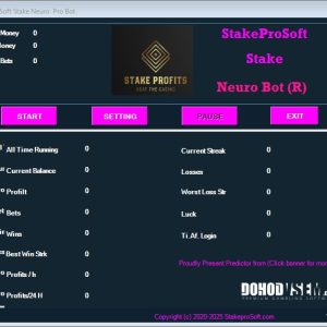 Stake Neuro Roulette Bot main window